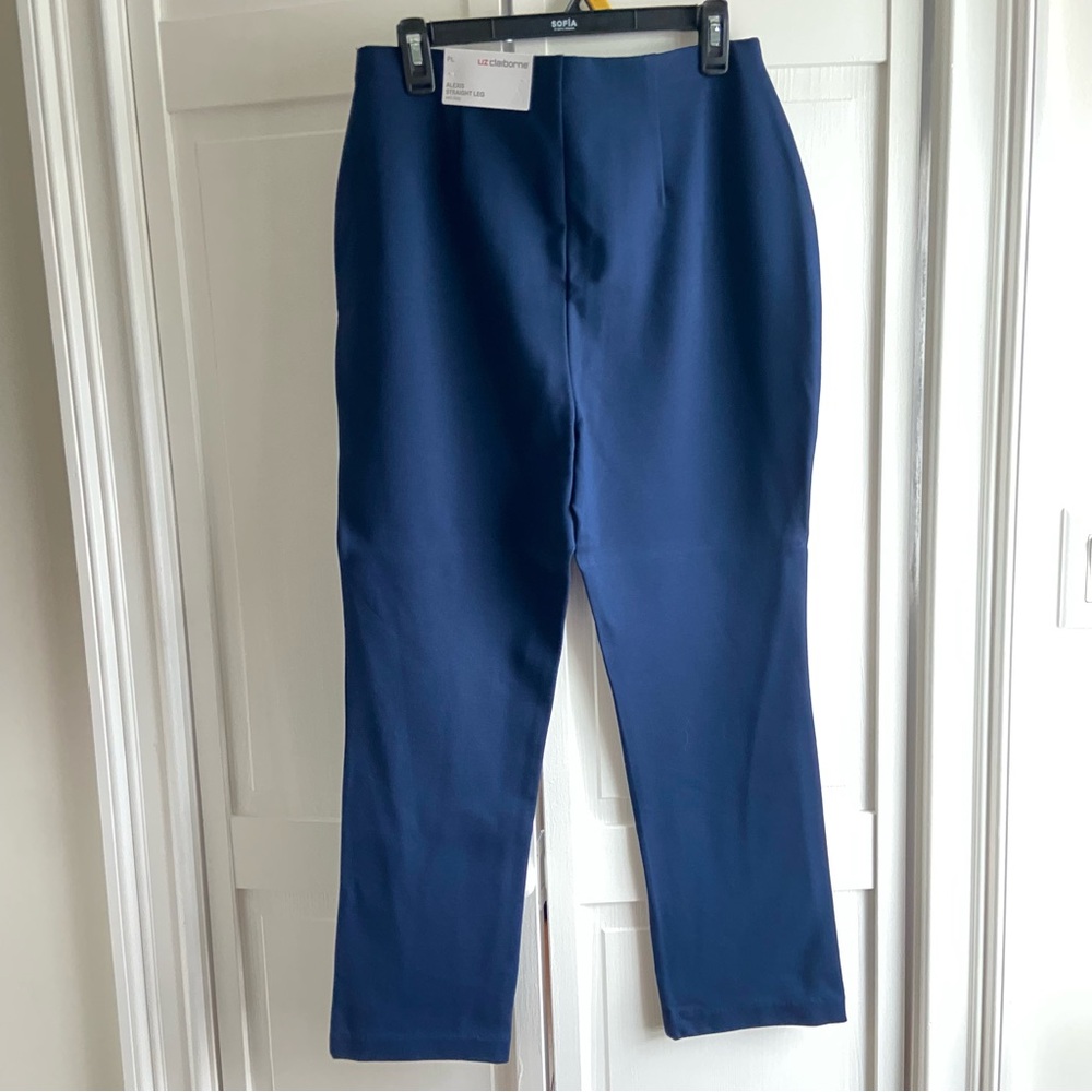 NWT Liz Claiborne Navy Blue Alexis Straight Leg Ponte Pants, PL - Picture 5 of 6